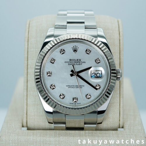 Rolex 126334 DATEJUST 41 FLUTED BEZEL WHITE MOP DIAMOND DIAL 2022 FULL SET