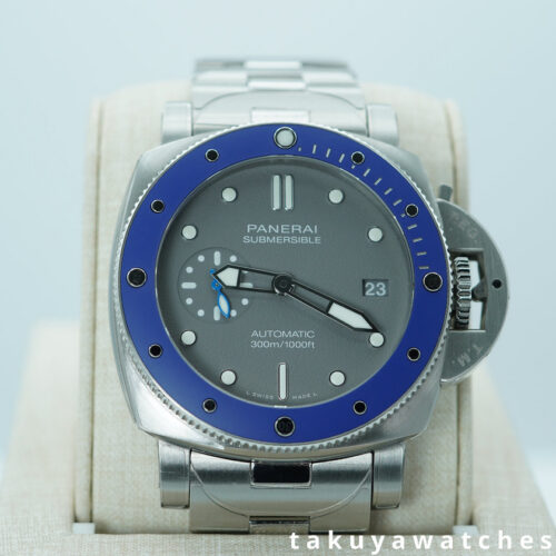 Panerai PAM 959 LUMINOR SUBMERSIBLE GREY DIAL BLUE BEZEL BRACELET 42MM FULL SET