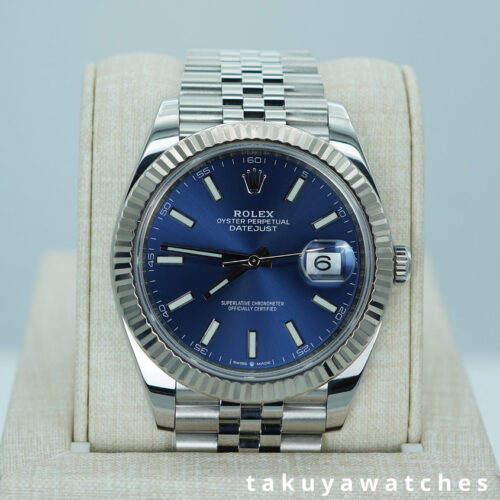 Rolex 126334 DATEJUST 41 FLUTED BEZEL BLUE DIAL JUBILEE BAND 2022 WARRANTY FULL SET