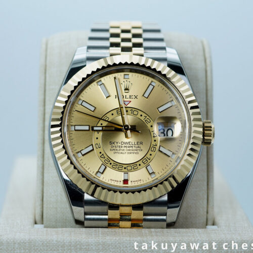 Rolex 336933 SKY-DWELLER YELLOW GOLD STEEL CHAMPAGNE DIAL JUBILEE BAND 2025 WARRANTY FULL SET