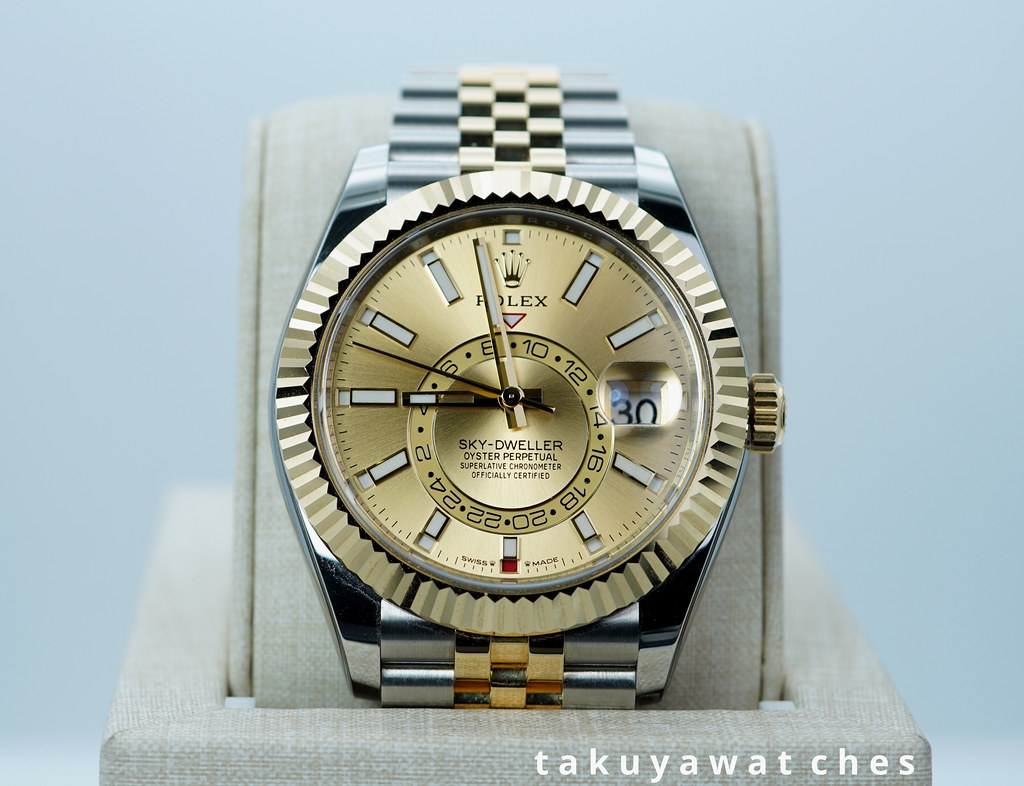 Rolex 336933 SKY-DWELLER YELLOW GOLD STEEL CHAMPAGNE DIAL JUBILEE