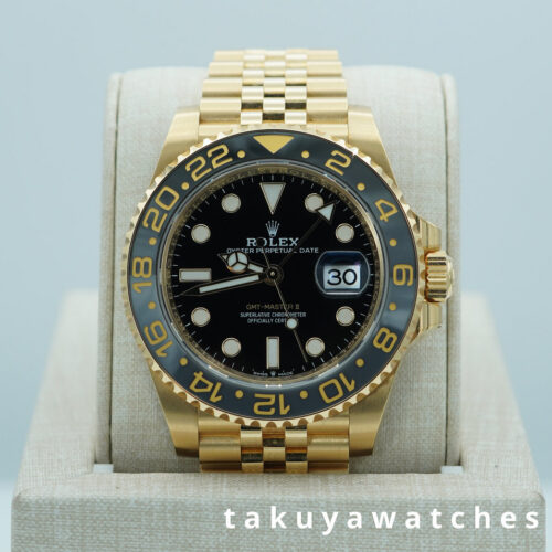 Rolex 126718GRNR GMT MASTER 2 YELLOW GOLD GREY BLACK BEZEL JUBILEE BAND 2023 WARRANTY FULL SET