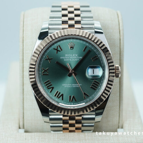 BRAND NEW Rolex 126331 DATEJUST 41 STEEL ROSE GOLD MINT GREEN ROMAN DIAL JUBILEE BAND 2026 FULL SET
