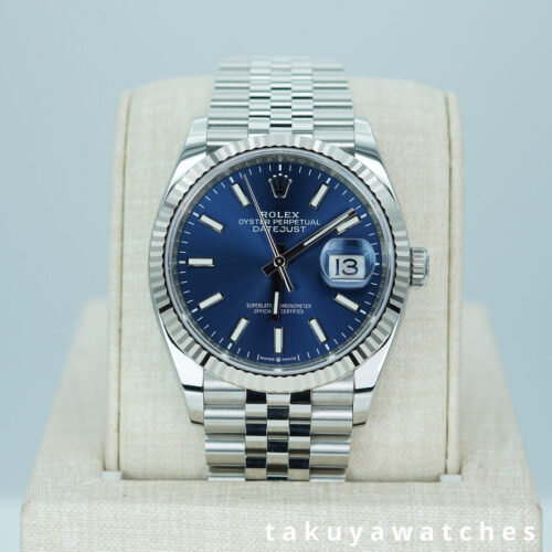 Rolex 126234 DATEJUST 36 FLUTED BEZEL BLUE DIAL JUBILEE BAND 2025 WARRANTY FULL SET