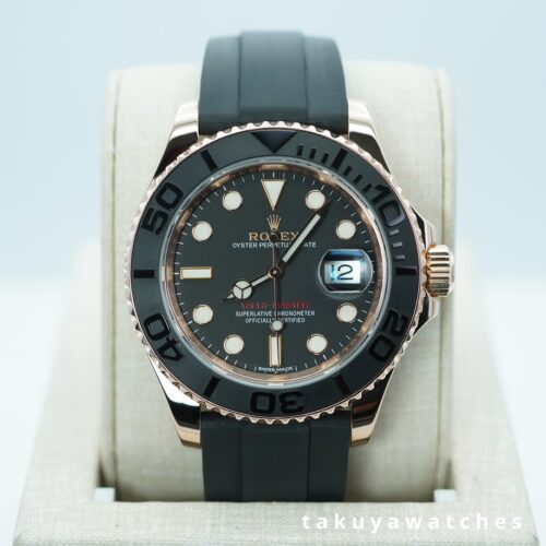 Rolex 116655 YACHTMASTER ROSE GOLD OYSTERFLEX 40MM RSC SERVICED 2026 WARRANTY BOX PAPER