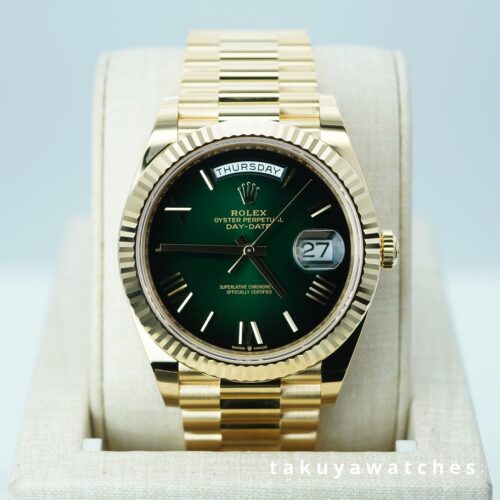 BRAND NEW Rolex 228238 DAY DATE 40 YELLOW GOLD GREEN OMBRE DIAL 2026 FULL SET