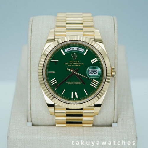 Rolex 228238 DAY DATE 40 18K YELLOW GOLD GREEN DIAL 2026 WARRANTY FULL SET