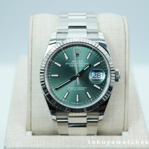 BRAND NEW  Rolex 126234 DATEJUST 36 FLUTED BEZEL MINT GREEN DIAL OYSTER BAND 2026 FULL SET