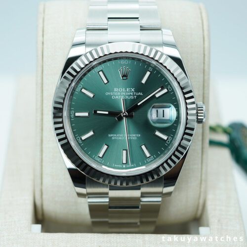 BRAND NEW Rolex 126334 DATEJUST 41 FLUTED BEZEL MINT GREEN DIAL 2026 FULL SET
