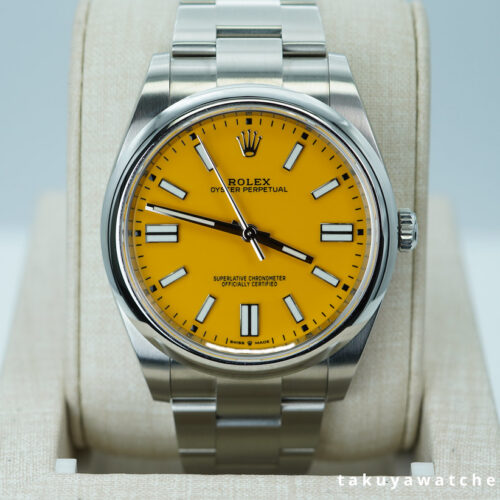 Rolex 124300 OYSTER PERPETUAL 41 YELLOW DIAL 2023 WARRANTY FULL SET