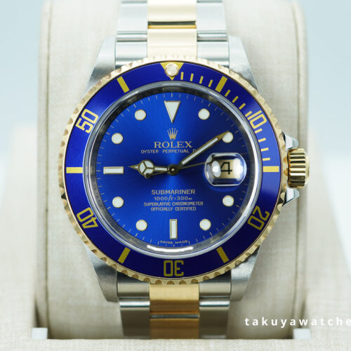 Rolex 16613LB SUBMARINER 18K YELLOW GOLD STEEL BLUE DIAL M SERIAL 2008 FULL SET