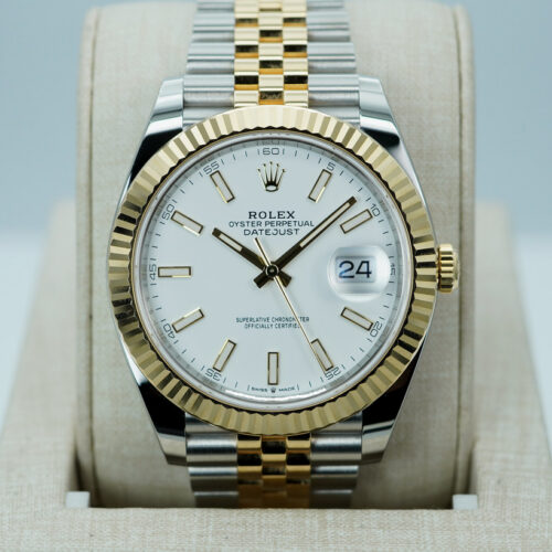 Rolex 126333 DATEJUST 41 18K GOLD STEEL WHITE DIAL JUBILEE BAND 2025 WARRANTY FULL SET